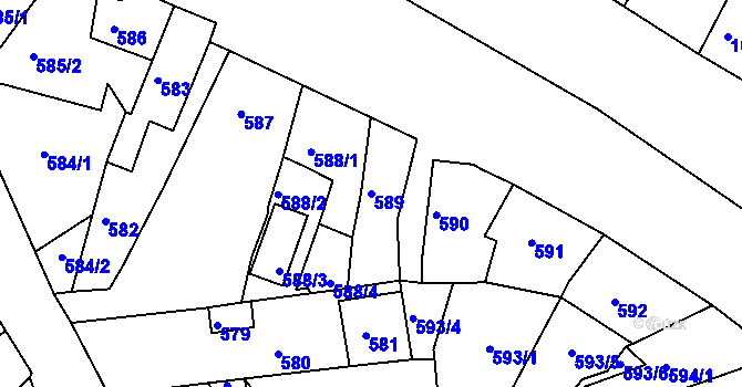 Parcela st. 589 v KÚ Chabařovice, Katastrální mapa