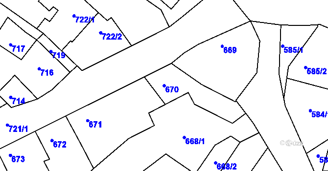 Parcela st. 670 v KÚ Chabařovice, Katastrální mapa