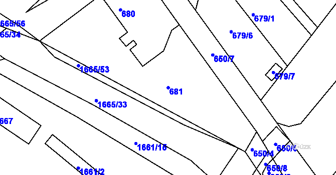 Parcela st. 681 v KÚ Chabařovice, Katastrální mapa