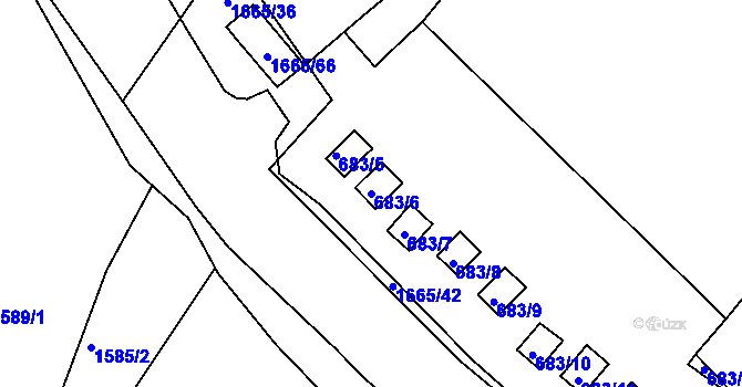 Parcela st. 683/6 v KÚ Chabařovice, Katastrální mapa