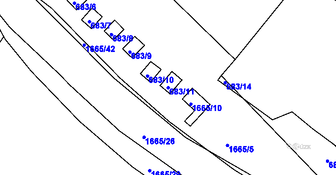Parcela st. 683/11 v KÚ Chabařovice, Katastrální mapa