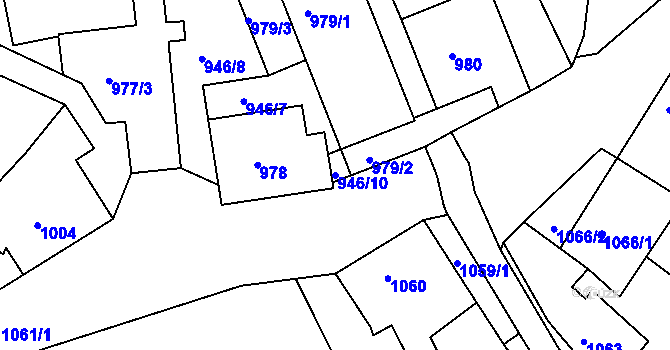 Parcela st. 946/10 v KÚ Chabařovice, Katastrální mapa
