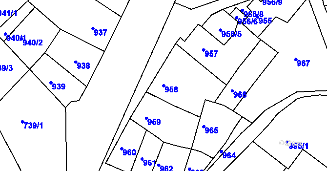 Parcela st. 958 v KÚ Chabařovice, Katastrální mapa