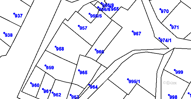 Parcela st. 966 v KÚ Chabařovice, Katastrální mapa