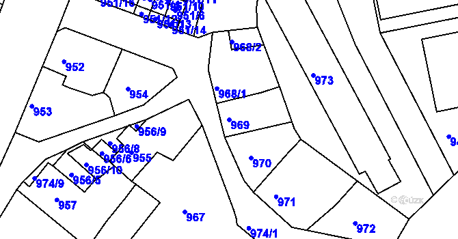 Parcela st. 969 v KÚ Chabařovice, Katastrální mapa