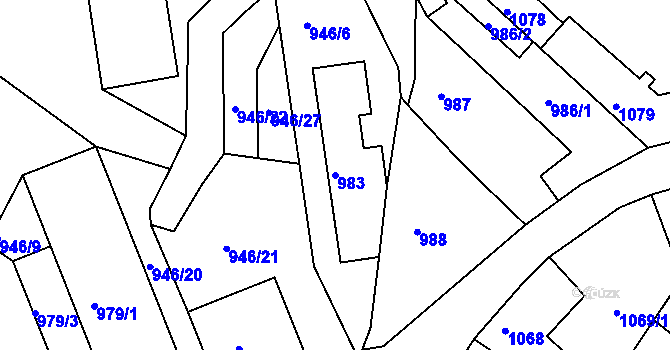 Parcela st. 983 v KÚ Chabařovice, Katastrální mapa