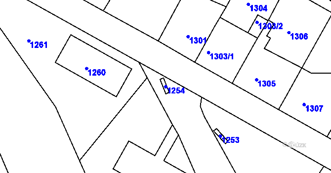 Parcela st. 1254 v KÚ Chabařovice, Katastrální mapa