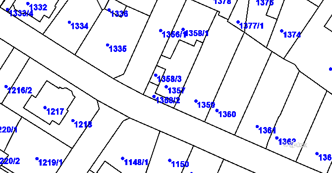 Parcela st. 1357 v KÚ Chabařovice, Katastrální mapa