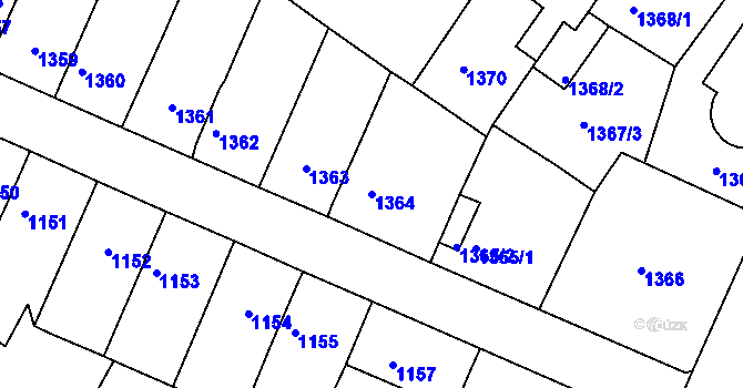 Parcela st. 1364 v KÚ Chabařovice, Katastrální mapa