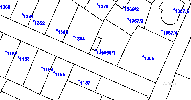 Parcela st. 1365/2 v KÚ Chabařovice, Katastrální mapa