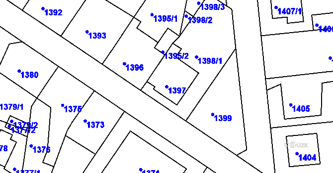 Parcela st. 1397 v KÚ Chabařovice, Katastrální mapa