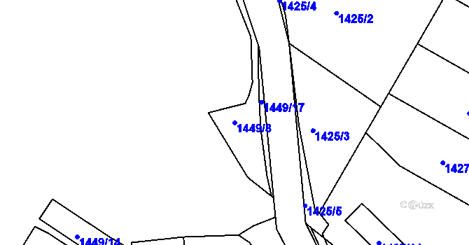 Parcela st. 1449/8 v KÚ Chabařovice, Katastrální mapa
