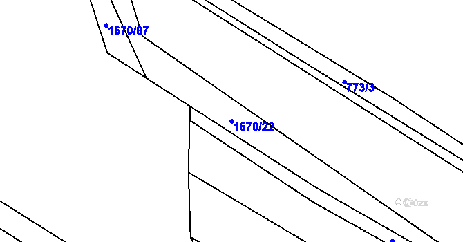 Parcela st. 1670/22 v KÚ Chabařovice, Katastrální mapa