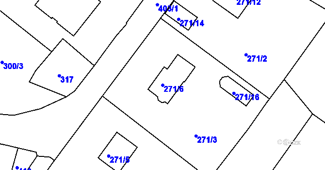 Parcela st. 271/6 v KÚ Chabařovice, Katastrální mapa
