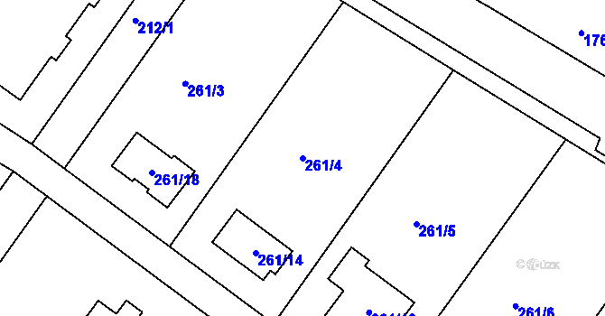 Parcela st. 261/4 v KÚ Chabařovice, Katastrální mapa