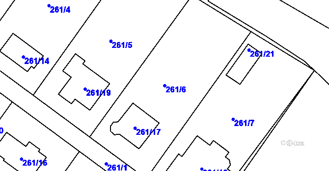 Parcela st. 261/6 v KÚ Chabařovice, Katastrální mapa