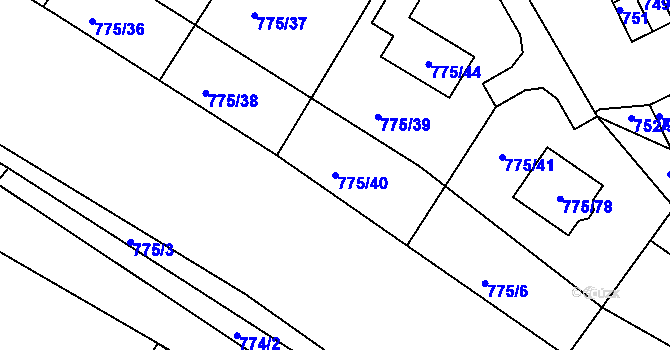 Parcela st. 775/40 v KÚ Chabařovice, Katastrální mapa