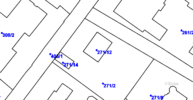 Parcela st. 271/12 v KÚ Chabařovice, Katastrální mapa