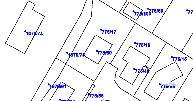 Parcela st. 775/50 v KÚ Chabařovice, Katastrální mapa