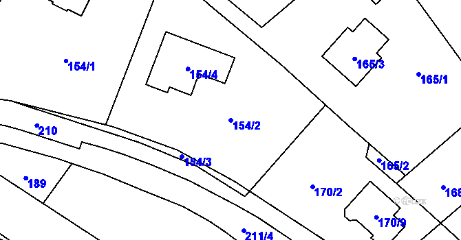 Parcela st. 154/2 v KÚ Chabařovice, Katastrální mapa