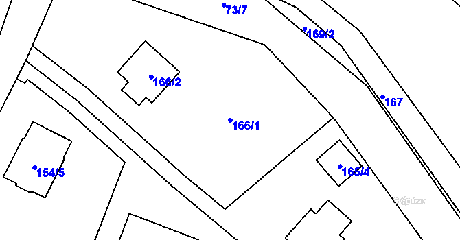 Parcela st. 166/1 v KÚ Chabařovice, Katastrální mapa
