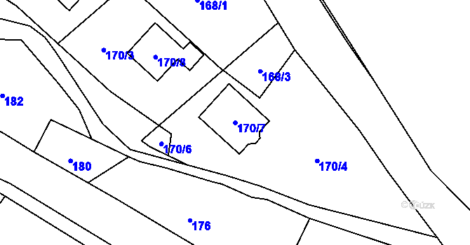 Parcela st. 170/7 v KÚ Chabařovice, Katastrální mapa