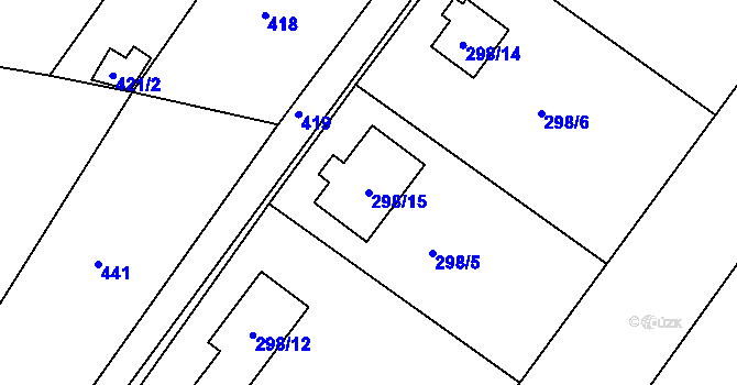 Parcela st. 298/15 v KÚ Chabařovice, Katastrální mapa