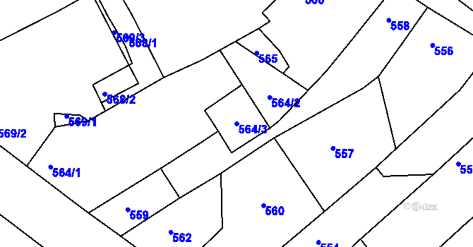 Parcela st. 564/3 v KÚ Chabařovice, Katastrální mapa