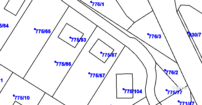Parcela st. 775/87 v KÚ Chabařovice, Katastrální mapa