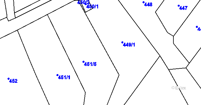 Parcela st. 449/2 v KÚ Chabařovice, Katastrální mapa