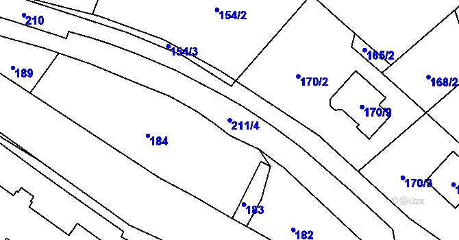 Parcela st. 211/4 v KÚ Chabařovice, Katastrální mapa