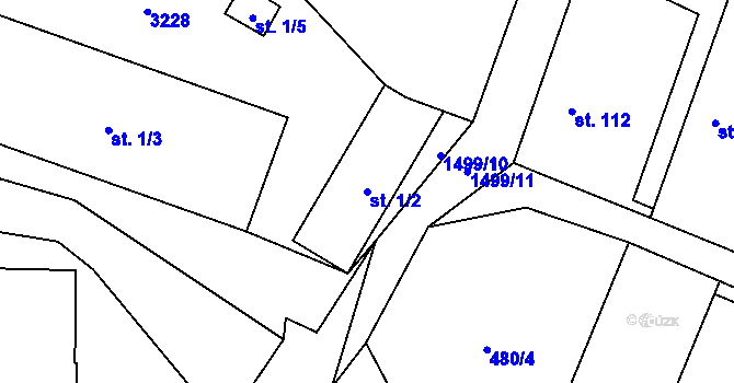 Parcela st. 1/2 v KÚ Chabeřice, Katastrální mapa