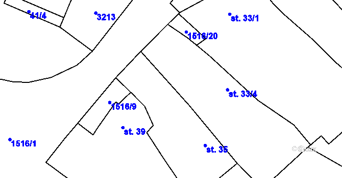 Parcela st. 34 v KÚ Chabeřice, Katastrální mapa