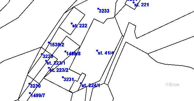 Parcela st. 41/4 v KÚ Chabeřice, Katastrální mapa