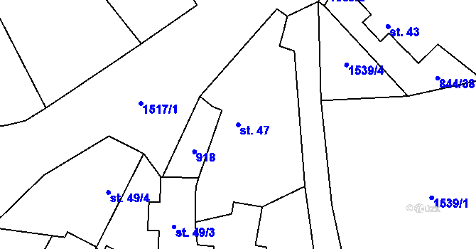 Parcela st. 47 v KÚ Chabeřice, Katastrální mapa