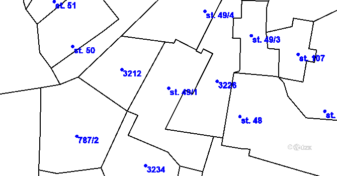 Parcela st. 49/1 v KÚ Chabeřice, Katastrální mapa