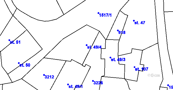 Parcela st. 49/4 v KÚ Chabeřice, Katastrální mapa