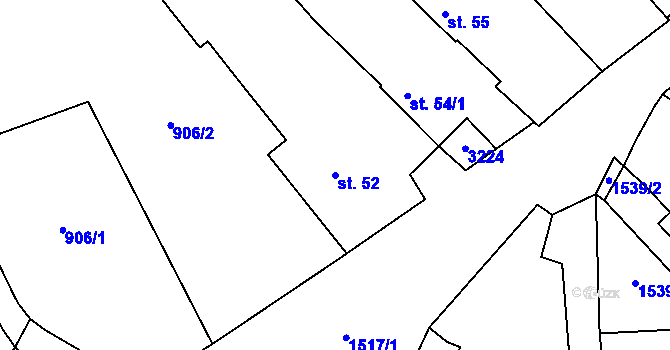 Parcela st. 52 v KÚ Chabeřice, Katastrální mapa