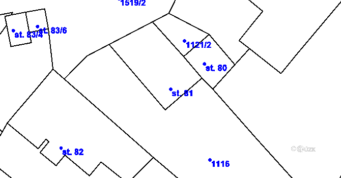 Parcela st. 81 v KÚ Chabeřice, Katastrální mapa