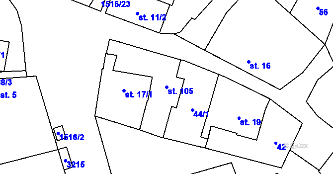 Parcela st. 105 v KÚ Chabeřice, Katastrální mapa