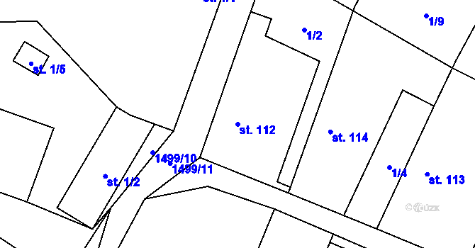Parcela st. 112 v KÚ Chabeřice, Katastrální mapa