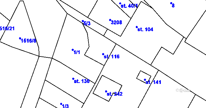 Parcela st. 116 v KÚ Chabeřice, Katastrální mapa