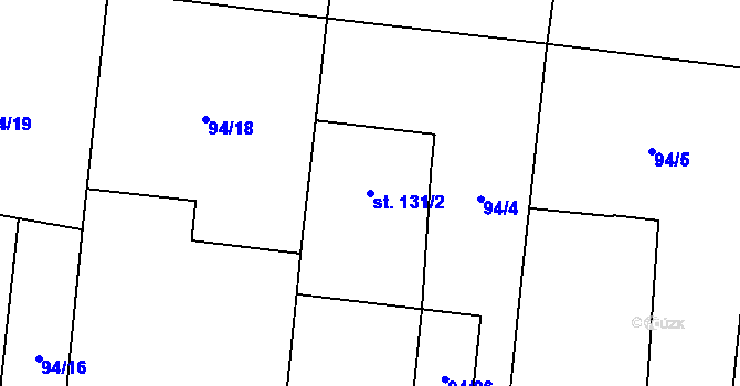 Parcela st. 131/2 v KÚ Chabeřice, Katastrální mapa