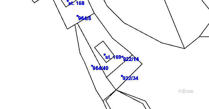 Parcela st. 169 v KÚ Chabeřice, Katastrální mapa