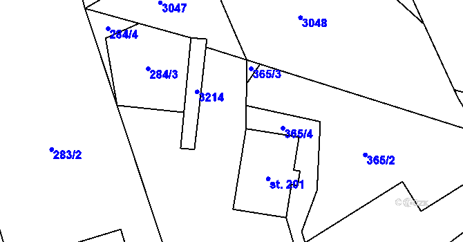 Parcela st. 202 v KÚ Chabeřice, Katastrální mapa