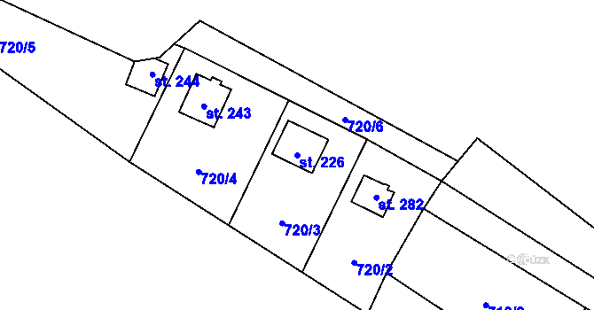 Parcela st. 226 v KÚ Chabeřice, Katastrální mapa