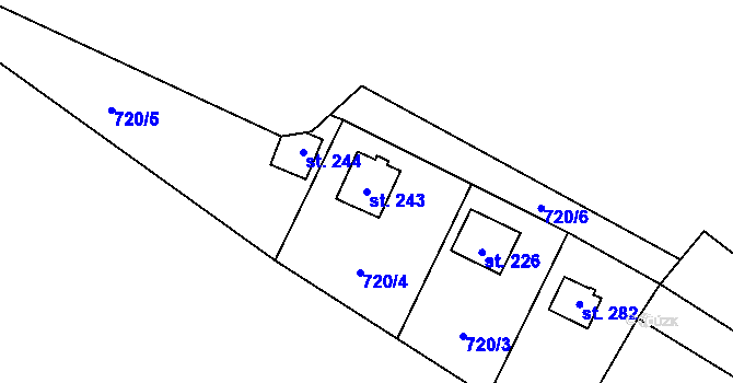 Parcela st. 243 v KÚ Chabeřice, Katastrální mapa