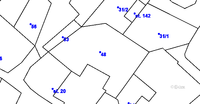 Parcela st. 48 v KÚ Chabeřice, Katastrální mapa
