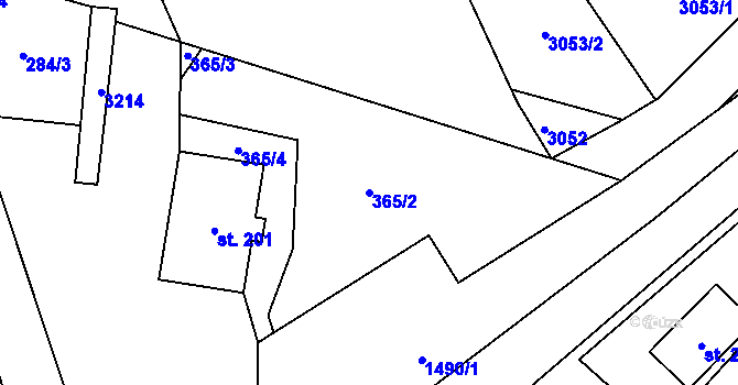 Parcela st. 365/2 v KÚ Chabeřice, Katastrální mapa