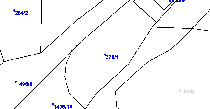 Parcela st. 378/1 v KÚ Chabeřice, Katastrální mapa